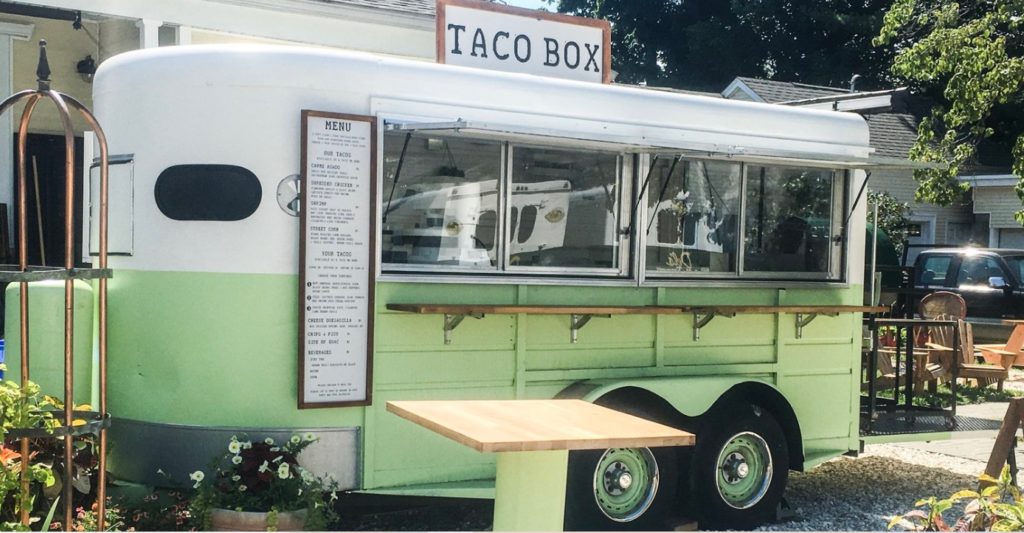 Not on two wheels, but located just off the East Bike Path is this sweet gem, formerly a horse trailer but now an awesome food truck serving up unique tacos.