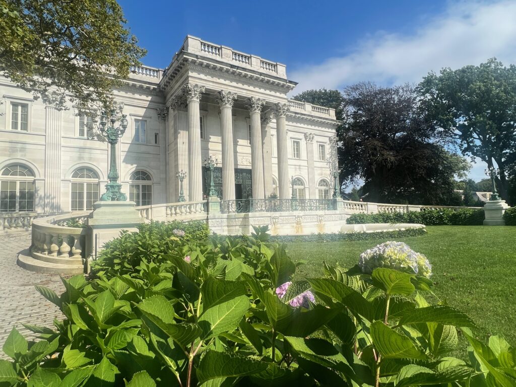 The outside of the Mable House, one of the popular Newport Mansions owned by the Vanderbilt family. 