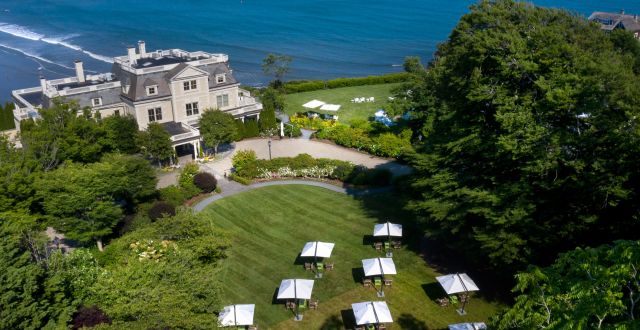 An aerial view of a wine garden in Newport, Rhode Island. 