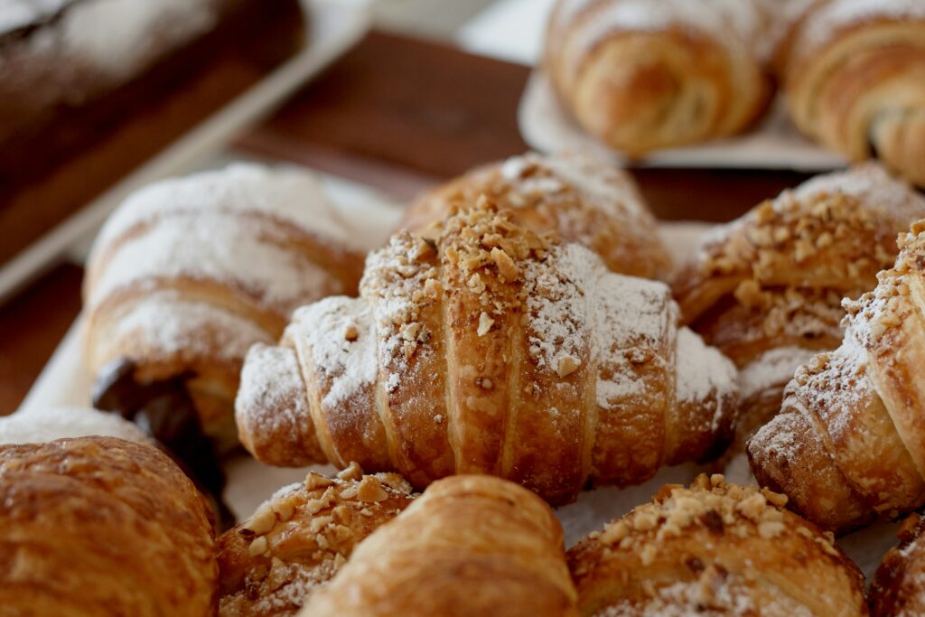 Fresh baked buttery croissants at Ellie's in Providence, Rhode Island. 